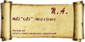 Máté Aniziusz névjegykártya